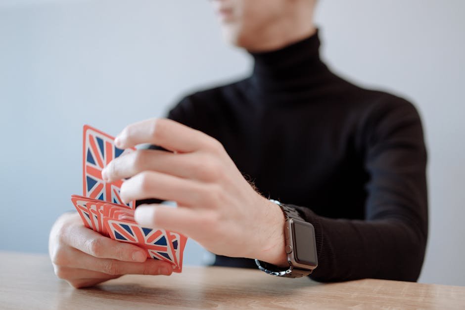Person playing online card game on tablet with virtual opponents